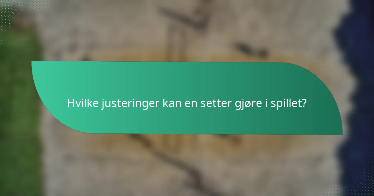 Hvilke justeringer kan en setter gjøre i spillet?